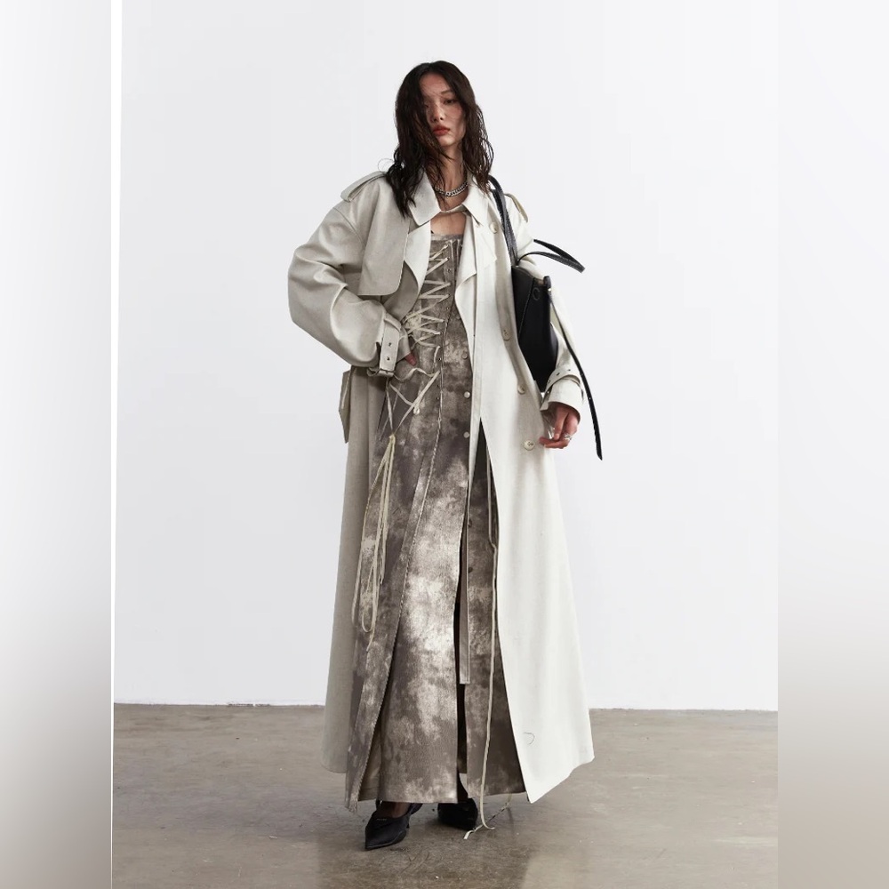 NWT Jnylon Studios Classy Long Simple Spring Trench-Coat